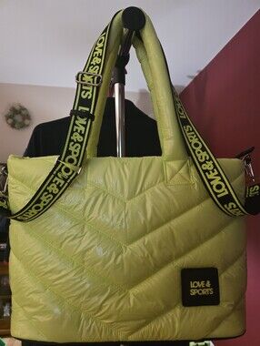 Neon Yellow Love & Sports Puffer Bag